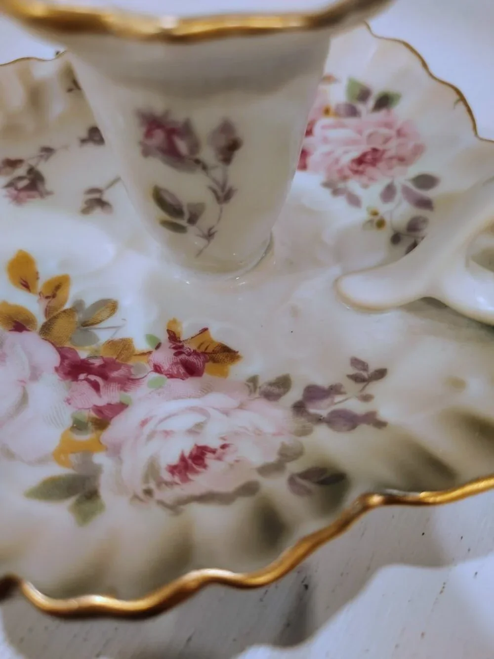 Hummelwerk Victorian Garden Dogwood Candle Holder Floral Gold 5